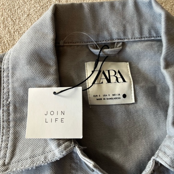NWT ZARA Gray Cropped Oversized Denim Vest S - Picture 9 of 13